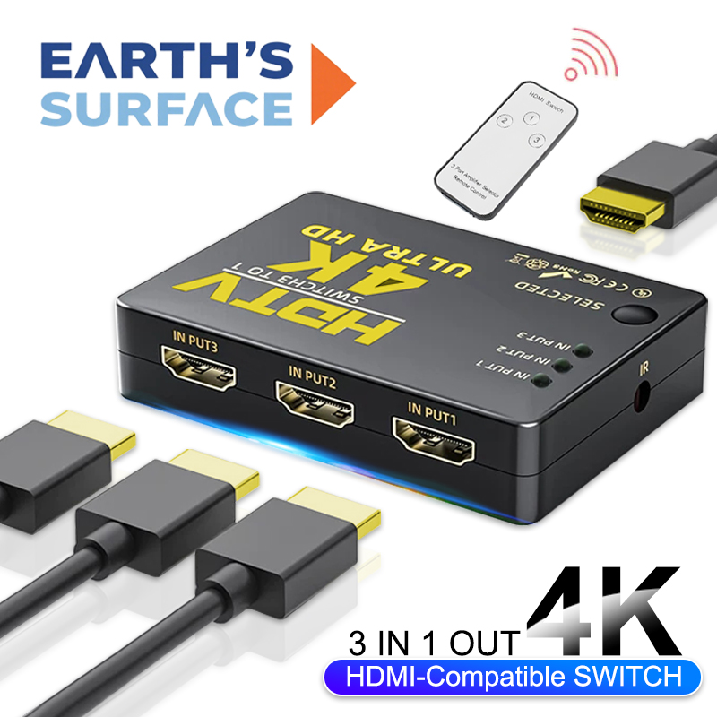 Audio Music Splitter - 3 Input 1 Output HDMI-Compatible Switch