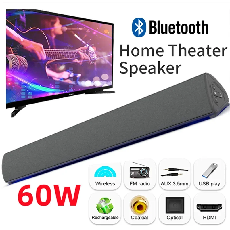 Audio Music Generator - 60W Wireless TV PC Soundbar Bluetooth