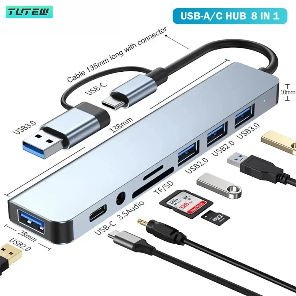 Audio Music Splitter - 8 in 1 USB C Hub
