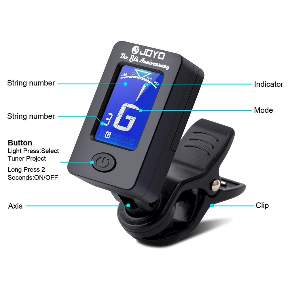 JOYO Guitar Tuner JT-01 360 De - Guitar Tuner Clip ulasan dan harga