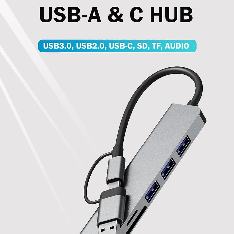 Type C Hub USB Splitter 8 In 1 - Audio Music Splitter ulasan dan harga