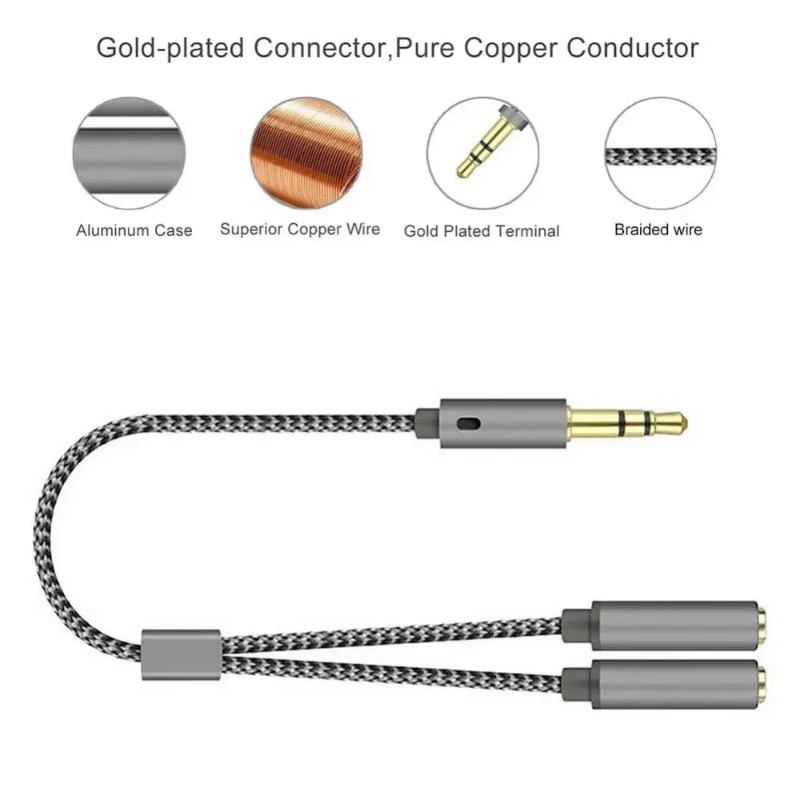 Headset Adapter Headphone Mic  - Audio Music Splitter ulasan dan harga
