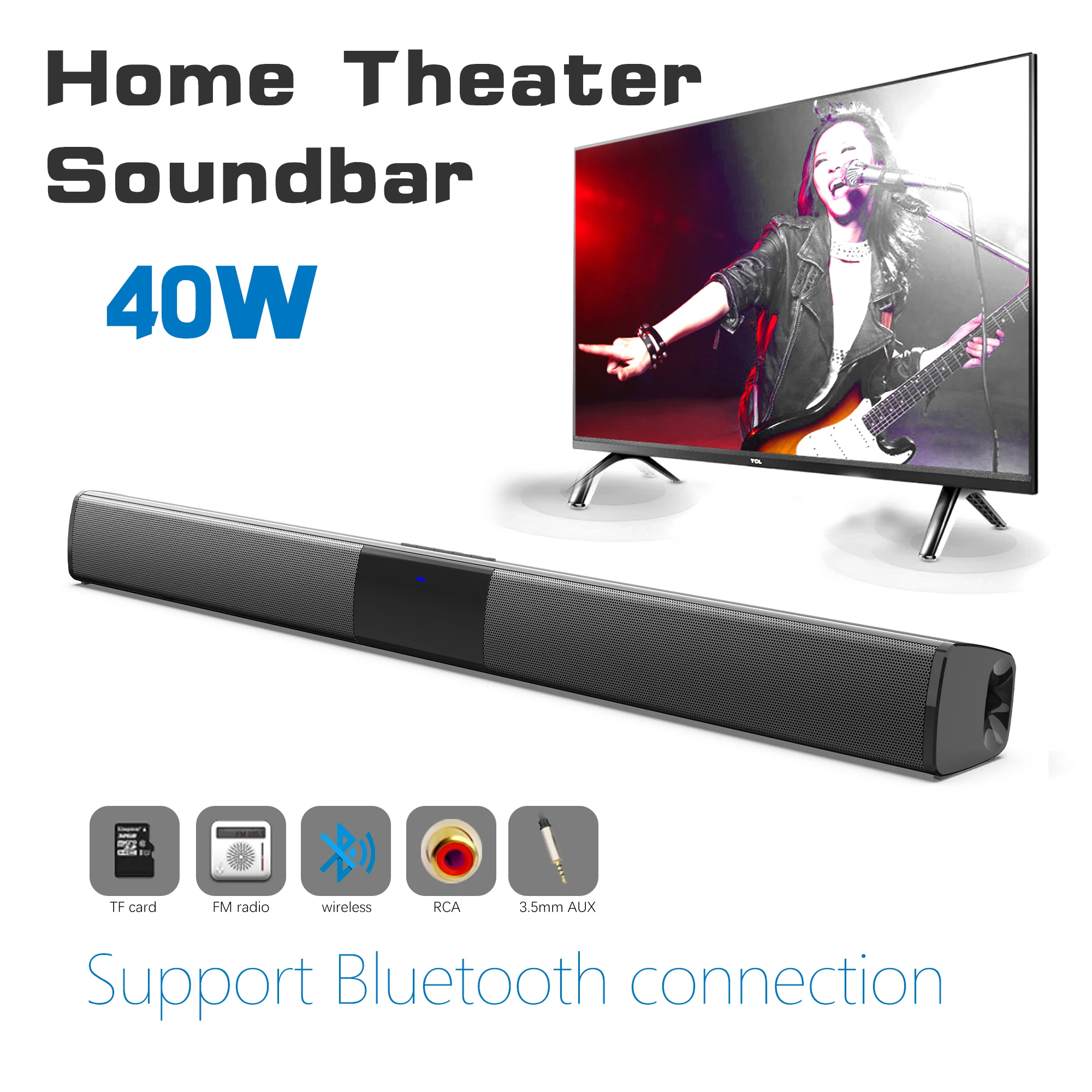 40W High Power Soundbar for TV - Audio Music Generator ulasan dan harga