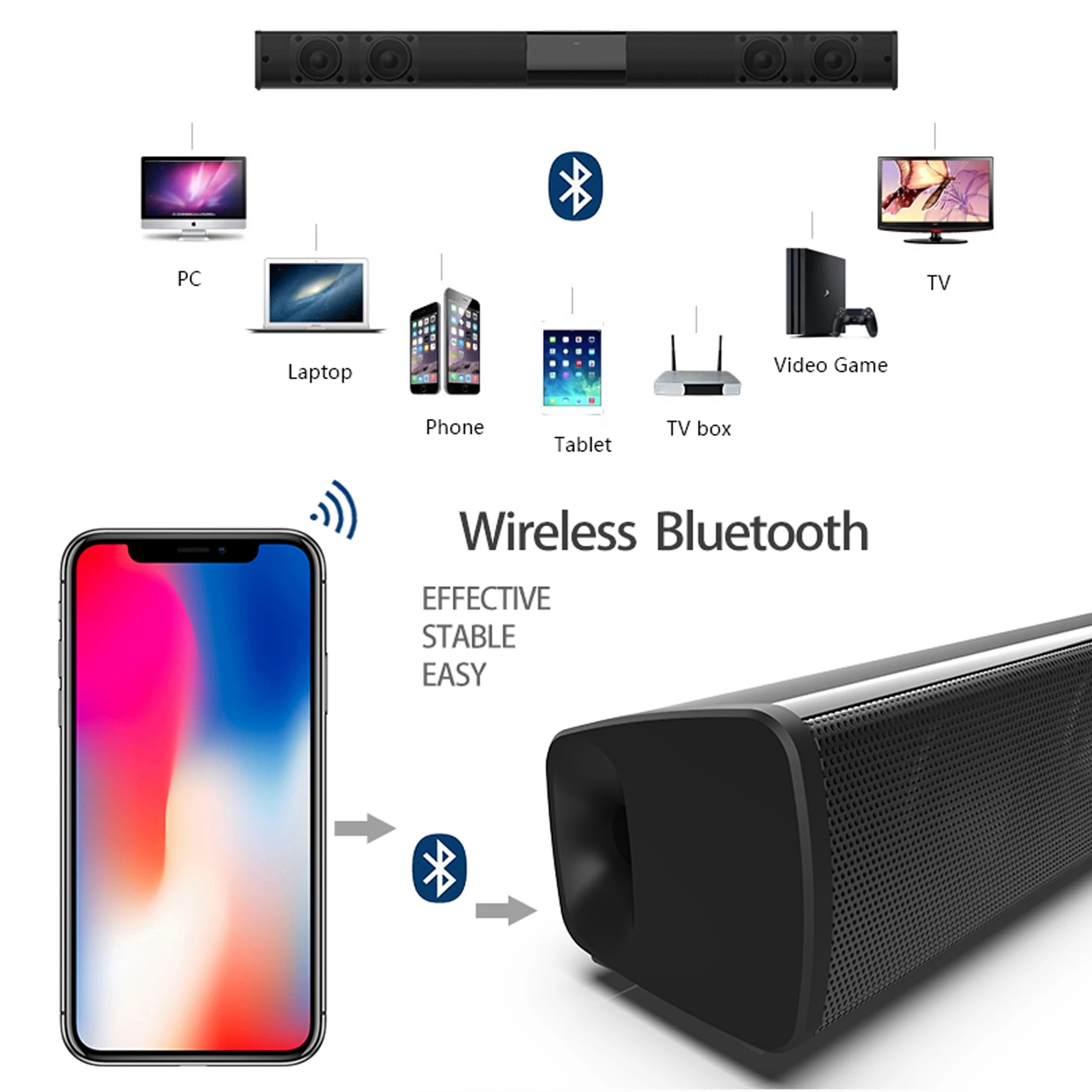 40W High Power Soundbar for TV - Audio Music Generator ulasan dan harga