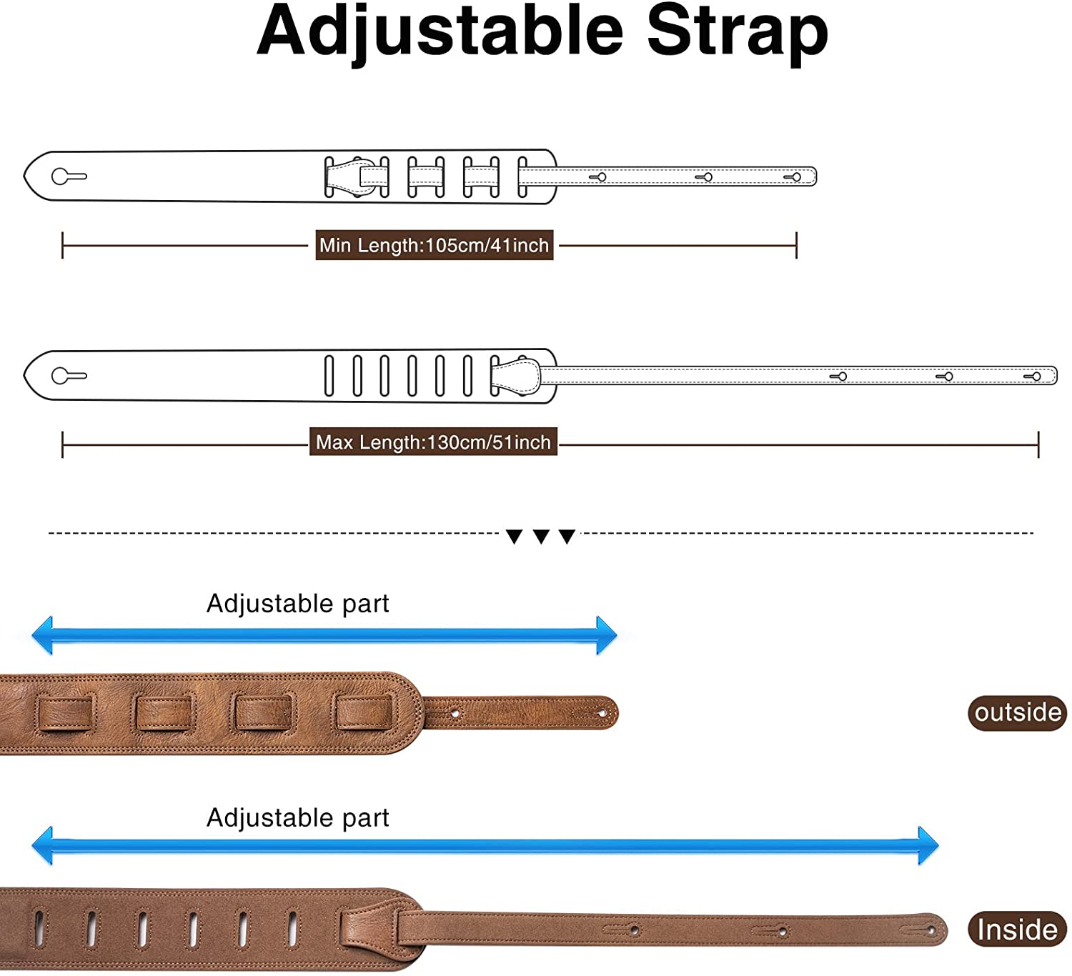 Lekato Bass Guitar Strap Leath - Guitar Strap Padded ulasan dan harga
